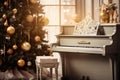 Melodious Piano with Christmas decoration season. Generate Ai