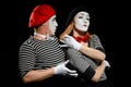 Melodrama sketch of two mimes Royalty Free Stock Photo