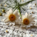 Melody blooms Daisy and music notes sheets create a harmonious composition