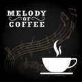 melody of coffee logo.happy time with coffee.coffee shop logo vector design in art of coffee concept.