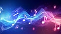 Melody flowing music wave abstract background showing colourful music notes Royalty Free Stock Photo