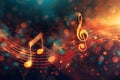 Melody flowing music wave abstract background showing colourful music notes Royalty Free Stock Photo