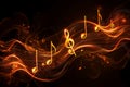 Melody flowing music wave abstract background showing colourful music notes Royalty Free Stock Photo