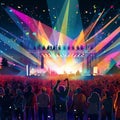 Melody Mirage: Vibrant Outdoor Festival Scene Royalty Free Stock Photo