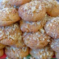 `melomacarona` traditional Greek Christmas cookies closeup
