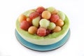 Melon balls in honeydew bowl