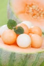 Melon balls with mint