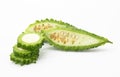 melon or bitter gourd slices isolated on white background, selective focus Royalty Free Stock Photo