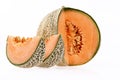 Melon cantaloupe isolated on white background Royalty Free Stock Photo