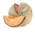 Melon cantaloupe isolated on white background. Royalty Free Stock Photo