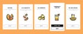 melon cantaloupe yellow fruit onboarding icons set vector Royalty Free Stock Photo