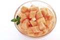 Melon cubes in bowl, close-up Royalty Free Stock Photo