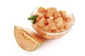 Melon cubes in bowl, close-up Royalty Free Stock Photo