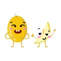 Melon. Cute fruit vector character couple isolated on white background. Funny emoticons faces. Illustration. Royalty Free Stock Photo