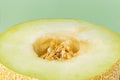 Melon de la galia split in half with the seeds Royalty Free Stock Photo