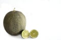 melon fruit and lime on white background Royalty Free Stock Photo