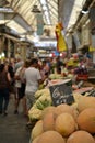 Melon and fruit at Mahane Yehuda, shuk, Jewish grocery market in Jerusalem, Israel