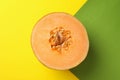 Melon half on two tone background, close up Royalty Free Stock Photo