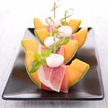 Melon,ham and mozza Royalty Free Stock Photo