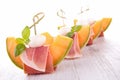 Melon,ham and mozzarella Royalty Free Stock Photo