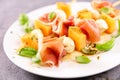 Melon,  ham and mozzeralla salad Royalty Free Stock Photo