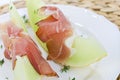 Melon and ham Royalty Free Stock Photo