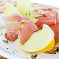 Melon and ham Royalty Free Stock Photo