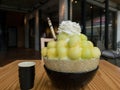Melon shaved ice or Bingsu Royalty Free Stock Photo