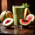 Melon Smoothie, fresh melon fruit drink, think smoothie nectar