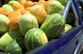 Melons on the back of blue pick-up truck Royalty Free Stock Photo