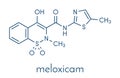 Meloxicam NSAID drug molecule. Skeletal formula. Royalty Free Stock Photo