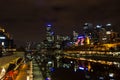 MELRBOURNE, Australia - May 2015. city skyline and Yarra River at night Royalty Free Stock Photo