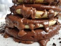 melt chocolate pancake sweet in plate