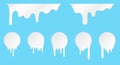 Melt drip stickers or circle milk labels. Vector liquid drops icons for graffiti blob stickers. White liquid or melted chocolate Royalty Free Stock Photo