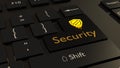 Meltdown symbol in yellow on black keyboard enter key cybersecurity concept