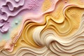Melted Caramel Texture, Ice Cream Waves, Smooth Icecream Background, Silky Flowing Yogurt Mockup, Abstract Generative AI Royalty Free Stock Photo