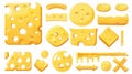 The Melted Cheese Button set is a cartoon set for game user interface designs. A white background with yellow round