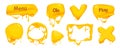 Melted cheese buttons mega set in cartoon graphic design. Vector illustration