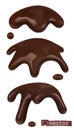 Melted chocolate. Chocolate drops and drips. 3d vector objects. Food illustration Royalty Free Stock Photo