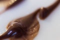 Macro of melted chocolate over a dish