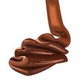 Melted chocolate. Flow, pouring sweet, toffee. Melted cream. Liquid dessert. vector illustration