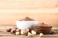 Melted chocolate with hazelnuts Royalty Free Stock Photo