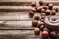 Melted chocolate with hazelnuts Royalty Free Stock Photo