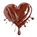 Melted chocolate heart splashed on white background Royalty Free Stock Photo