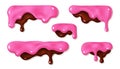 Melted chocolate and pink icing drop Royalty Free Stock Photo