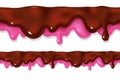 Melted chocolate and pink icing drop Royalty Free Stock Photo