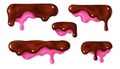 Melted chocolate and pink icing drop Royalty Free Stock Photo