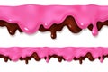 Melted chocolate and pink icing drop Royalty Free Stock Photo