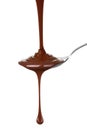 Melted chocolate poured into a spoon. Royalty Free Stock Photo