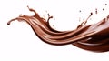 Melted chocolate splash, tasty chocolate wave floating in mid air isolated on white background, close up shot, food background. Royalty Free Stock Photo